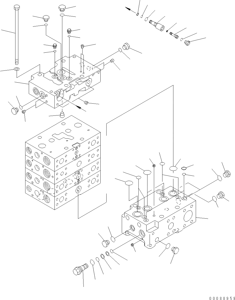 Схема запчастей Komatsu WA480-6 - ОСНОВН. КЛАПАН (3-Х СЕКЦИОНН.) (ДЛЯ КЛАПАН EPC) (/9) Y ОСНОВН. КОМПОНЕНТЫ И РЕМКОМПЛЕКТЫ