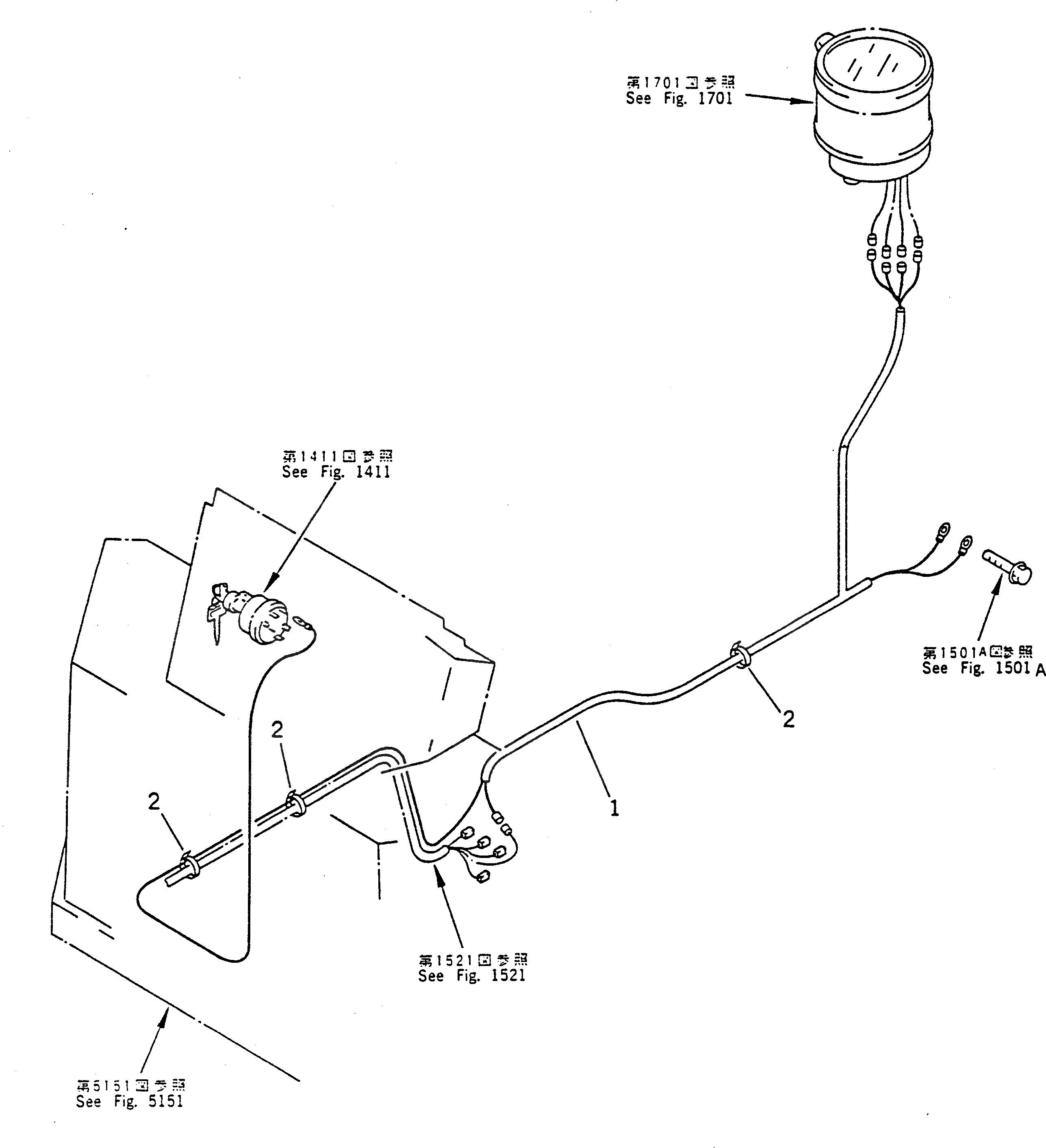 Схема запчастей Komatsu WA50-1 - ТАХОГРАФ (ЭЛЕКТР.) (/) КОМПОНЕНТЫ ДВИГАТЕЛЯ И ЭЛЕКТРИКА