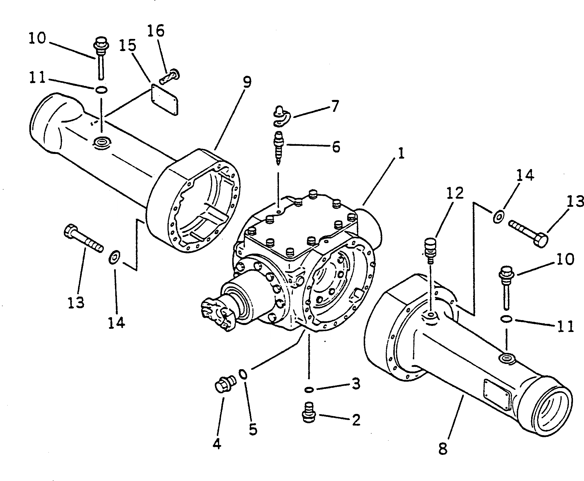 Схема запчастей Komatsu WA50-1 - КОРПУС ЗАДНЕГО МОСТА ВЕДУЩ. ВАЛ¤ ДИФФЕРЕНЦ. И КОЛЕСА