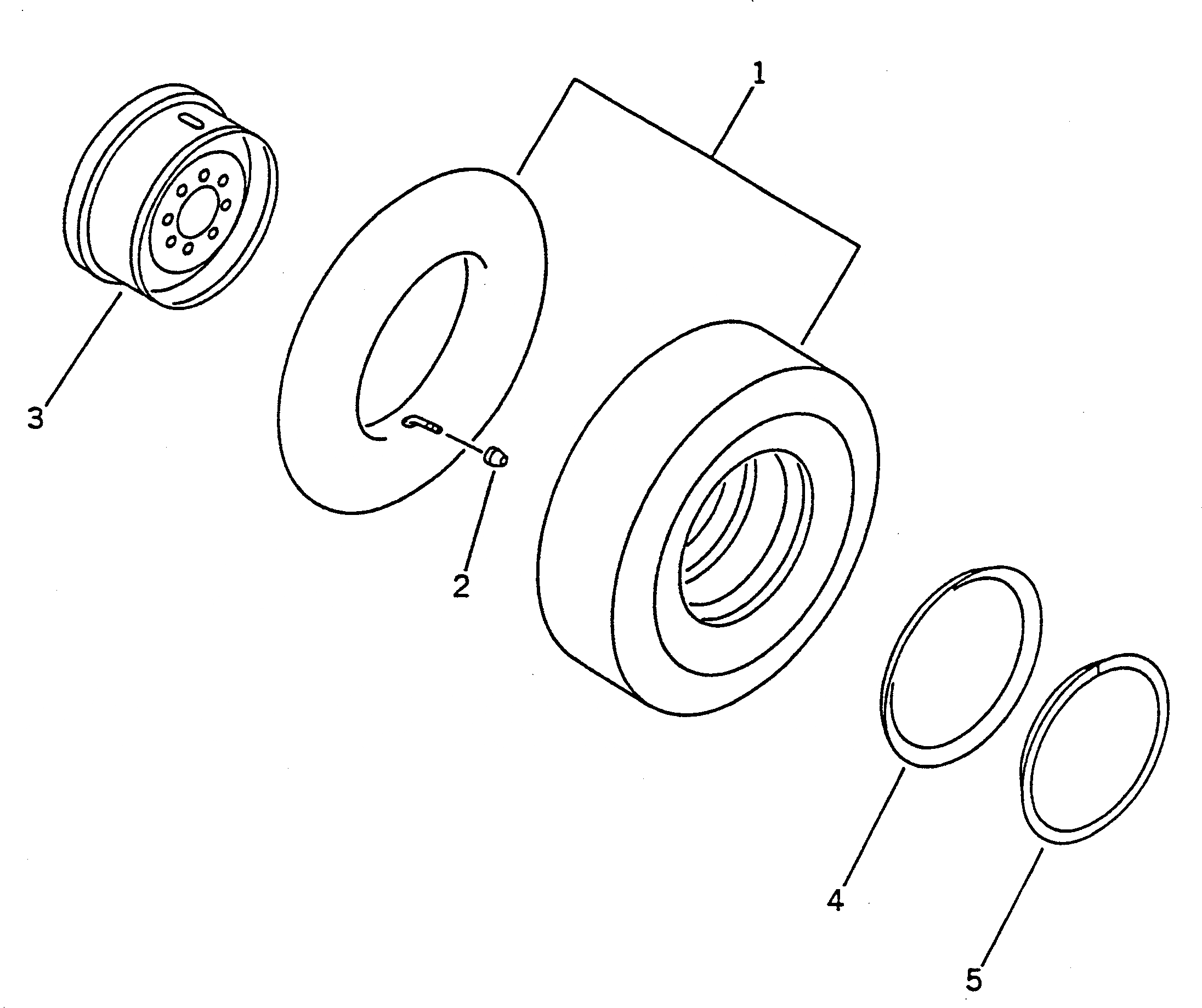 Схема запчастей Komatsu WA50-1 - КОЛЕСА И ШИНЫ ВЕДУЩ. ВАЛ¤ ДИФФЕРЕНЦ. И КОЛЕСА