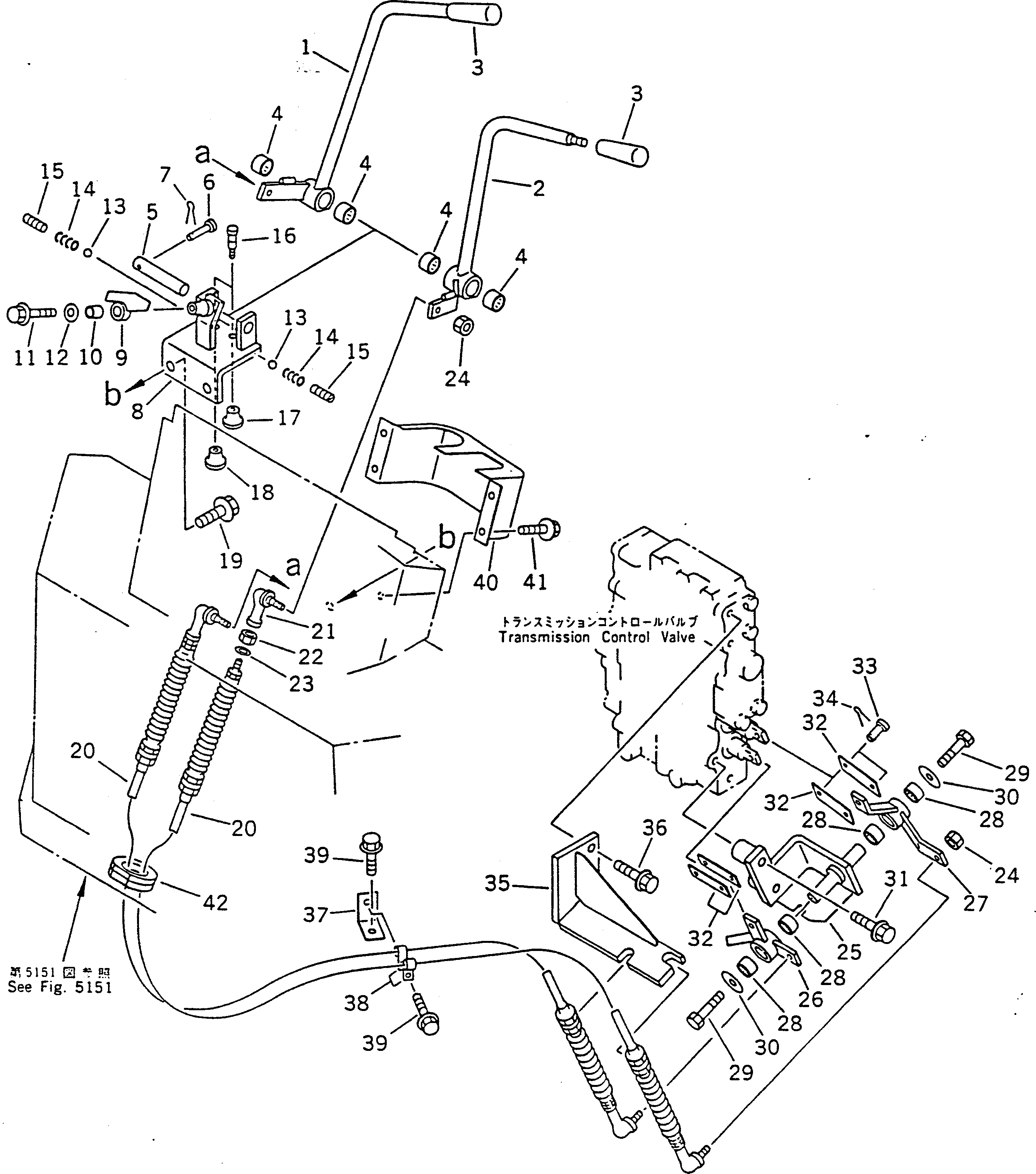 Схема запчастей Komatsu WA50-1 - РЫЧАГ УПРАВЛ-Я ТРАНСМИССИЕЙ(№-) РУЛЕВ. УПРАВЛЕНИЕ И СИСТЕМА УПРАВЛЕНИЯ