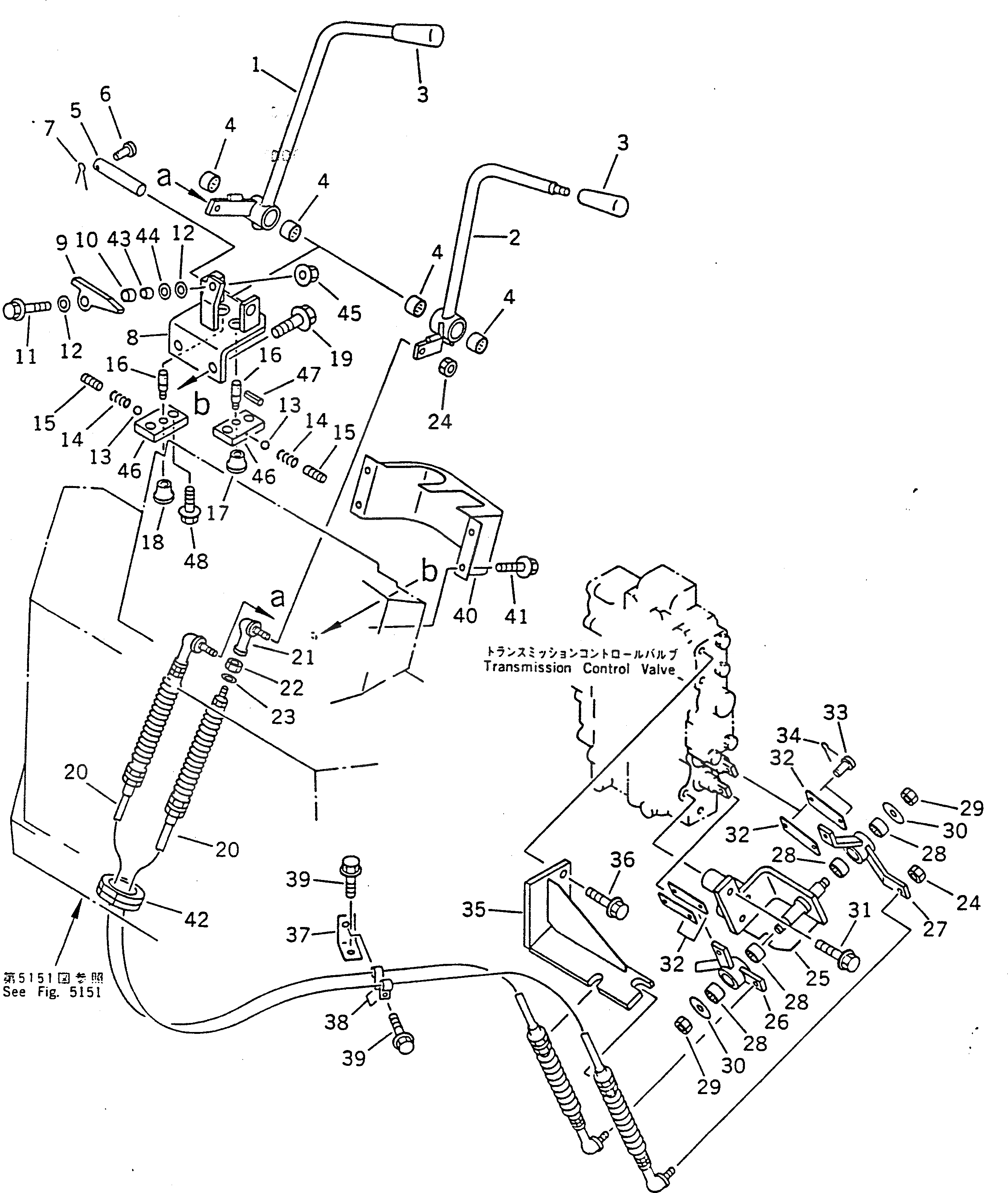 Схема запчастей Komatsu WA50-1 - РЫЧАГ УПРАВЛ-Я ТРАНСМИССИЕЙ(№-) РУЛЕВ. УПРАВЛЕНИЕ И СИСТЕМА УПРАВЛЕНИЯ