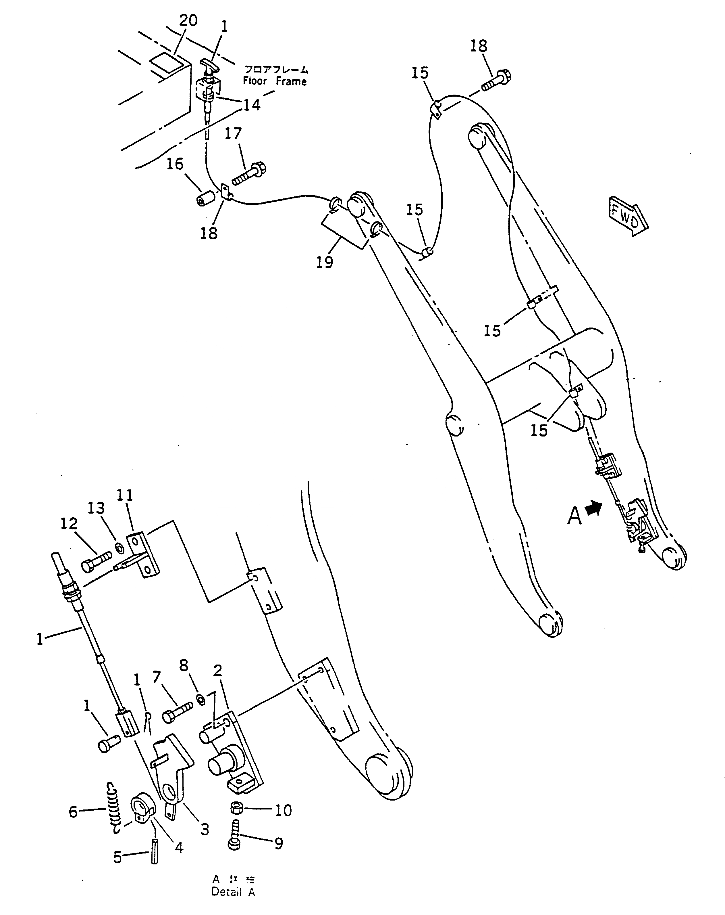 Схема запчастей Komatsu WA50-1 - СОЕДИНИТ. УСТР-ВО МЕХ-М УПРАВЛ-Я РАБОЧЕЕ ОБОРУДОВАНИЕ