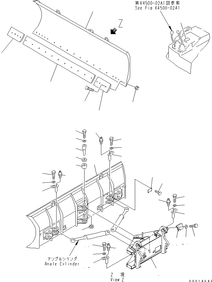 Схема запчастей Komatsu WA50-3-CB - PITCH И ANGLE SNOW PНИЗ. ЛИНИЯ (DOZER ЛИНИЯ) (ДЛЯ СОЕДИНИТ. УСТР-ВО) РАБОЧЕЕ ОБОРУДОВАНИЕ