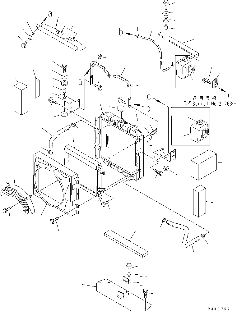 Схема запчастей Komatsu WA50-3 - РАДИАТОР И МАСЛООХЛАДИТЕЛЬ (СЕВ. АМЕРИКА СПЕЦ-Я.)(№-999) СИСТЕМА ОХЛАЖДЕНИЯ