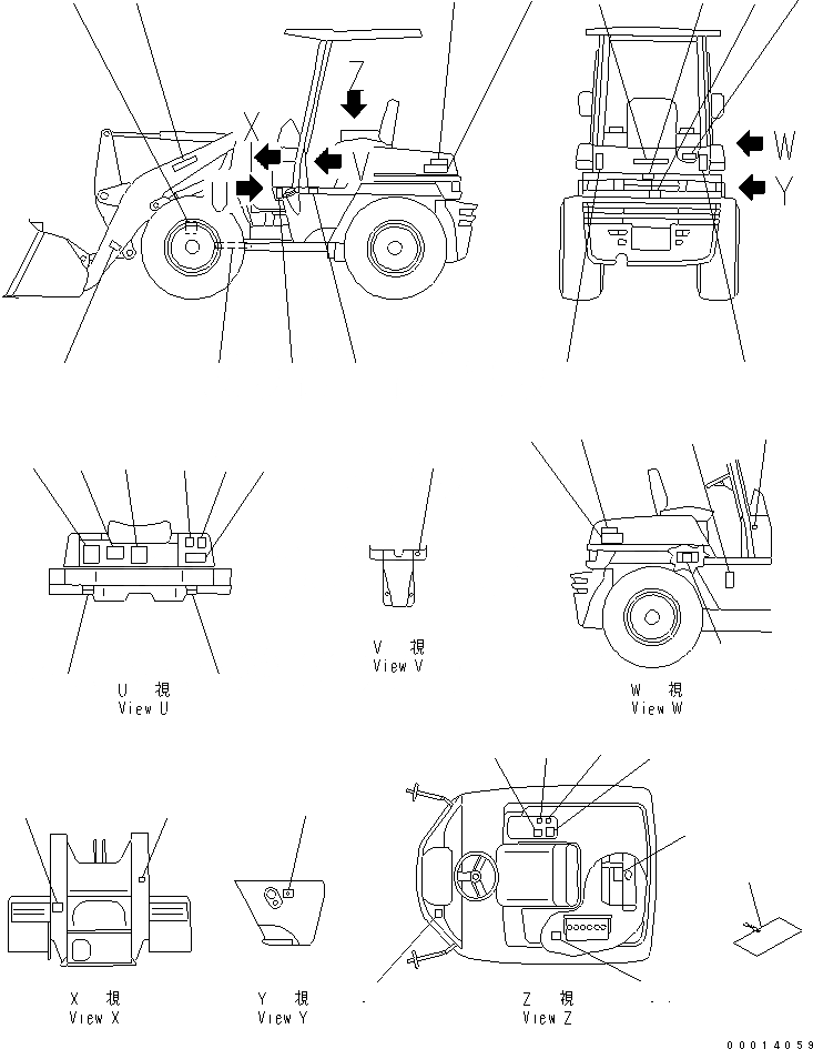 Схема запчастей Komatsu WA50-3-CN - МАРКИРОВКА (С НАВЕСОМ) (ЯПОН.) МАРКИРОВКА