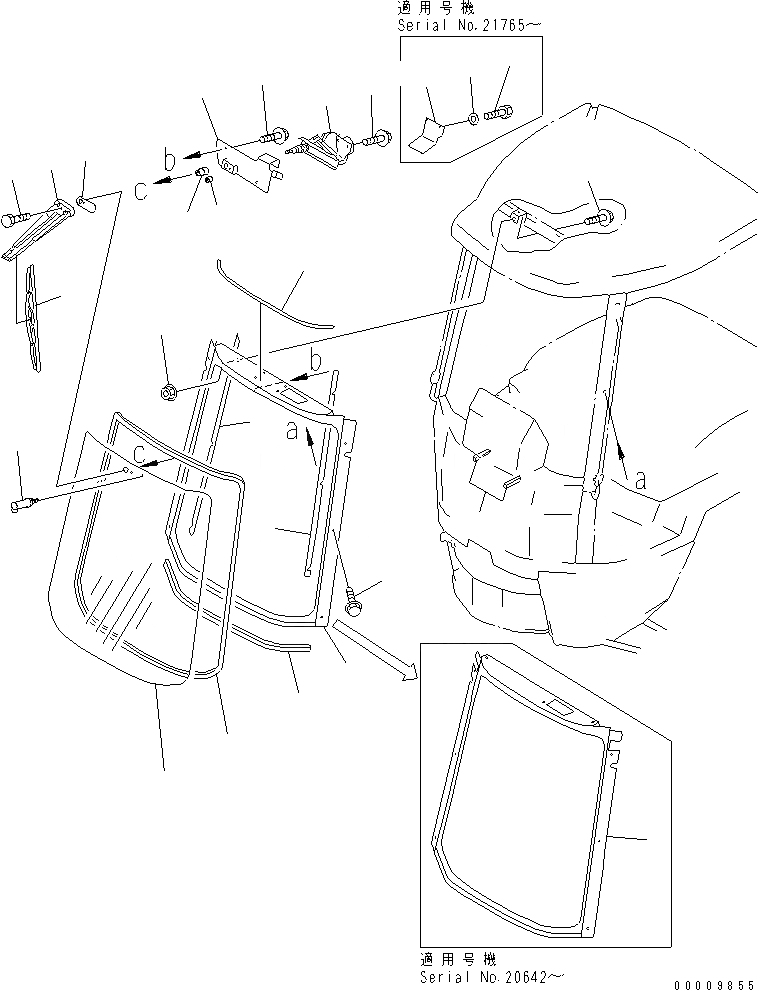 Схема запчастей Komatsu WA50-3-X - ПЕРЕДН. ОКНА (/) КАБИНА ОПЕРАТОРА И СИСТЕМА УПРАВЛЕНИЯ