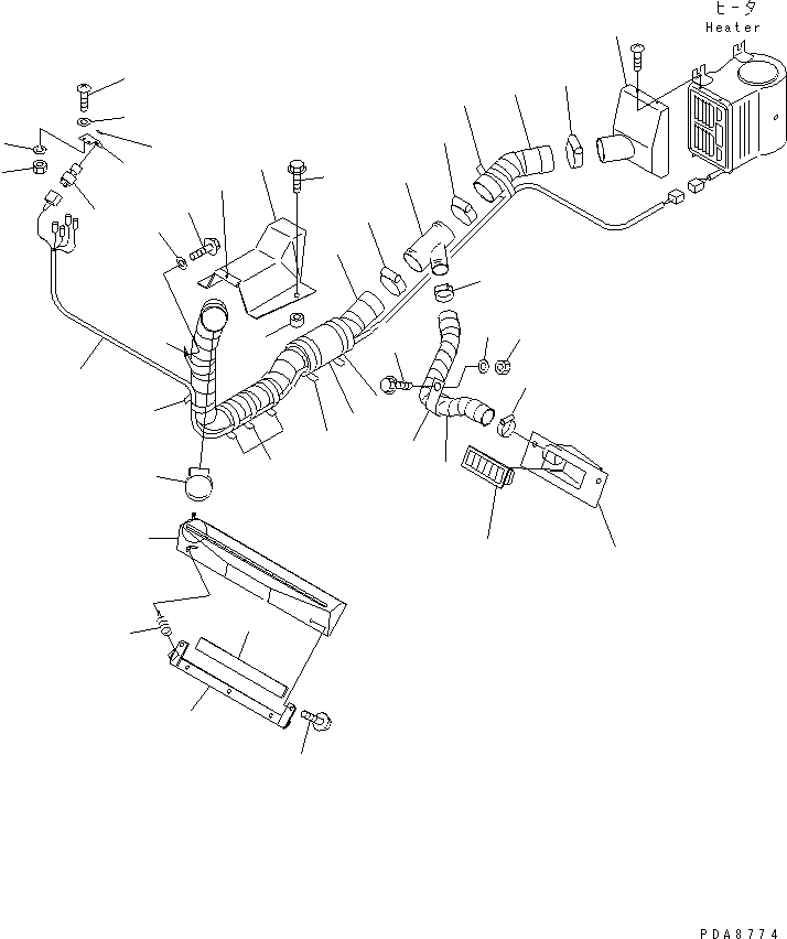 Схема запчастей Komatsu WA50-3-X - ОБОГРЕВАТЕЛЬ. И АНТИОБЛЕДЕНИТЕЛЬ (/) (ВОЗД. ШЛАНГИ И ЭЛЕКТРОПРОВОДКА)(№-999) КАБИНА ОПЕРАТОРА И СИСТЕМА УПРАВЛЕНИЯ