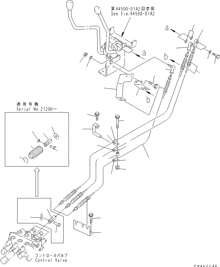 Схема запчастей Komatsu WA50-3-X - РЫЧАГ УПРАВЛЕНИЯ РАБОЧИМ ОБОРУДОВАНИЕМ И МЕХАНИЗМ (/) (С ПЕРЕДН. НАВЕСН. ОБОРУД) КАБИНА ОПЕРАТОРА И СИСТЕМА УПРАВЛЕНИЯ