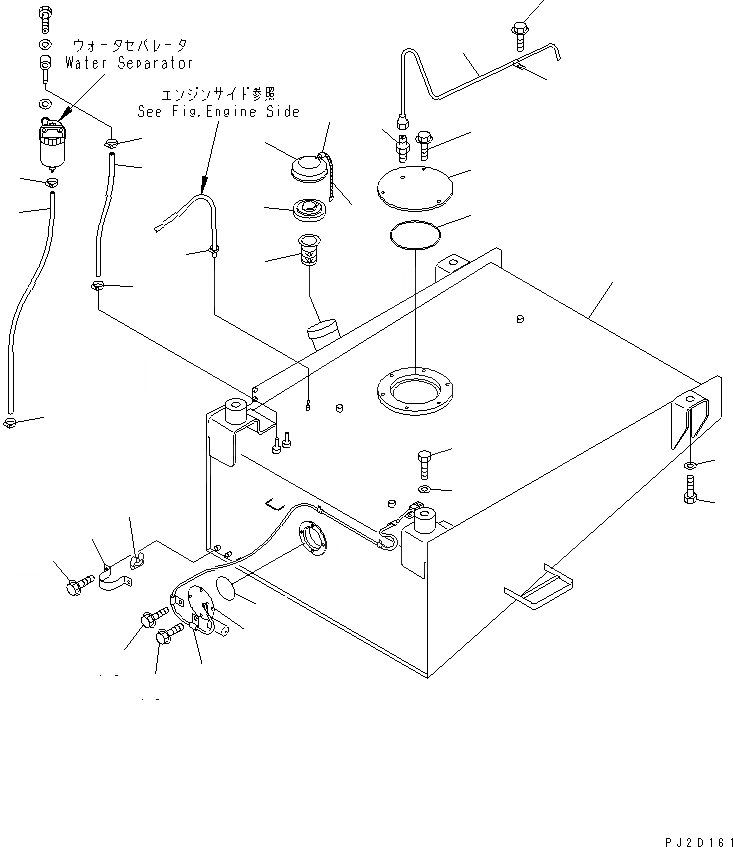 Схема запчастей Komatsu WA500-3 - ТОПЛИВН. БАК. (БАК И ТРУБЫ) (С ВОДООТДЕЛИТЕЛЕМ)(№-) ТОПЛИВН. БАК. AND КОМПОНЕНТЫ