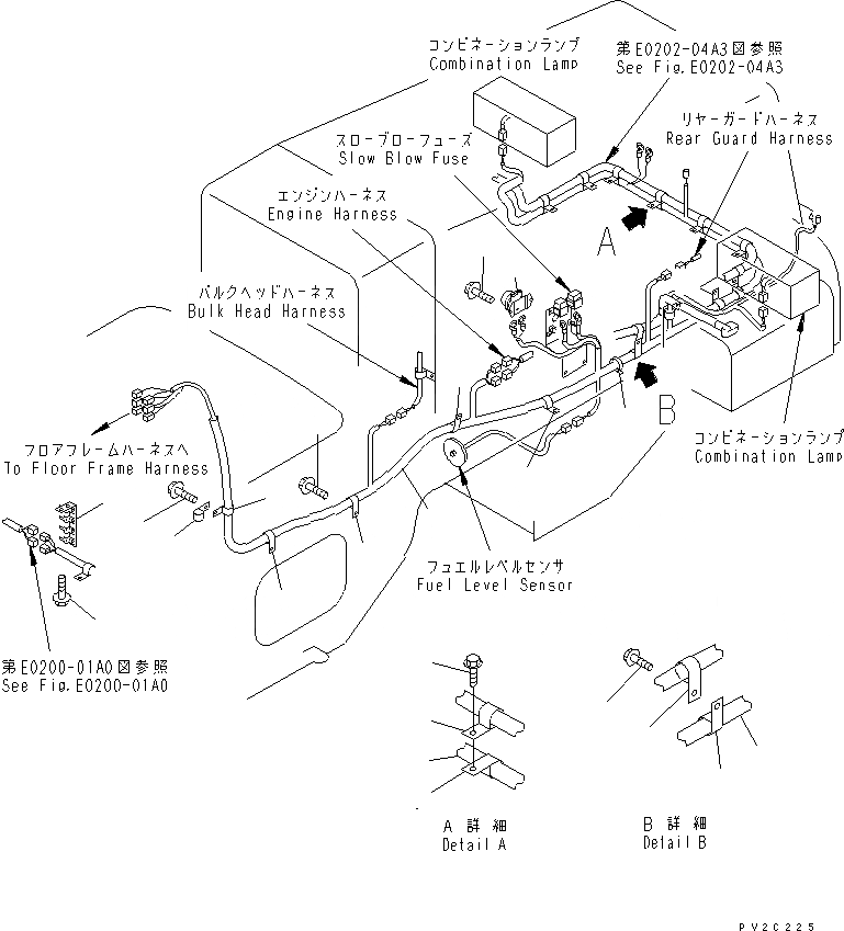 Схема запчастей Komatsu WA500-3 - ПРОВОДКА ЗАДН. РАМА (С ВСАСЫВ. ВЕНТИЛЯТОРОМ) (ДЛЯ EC) ЭЛЕКТРИКА