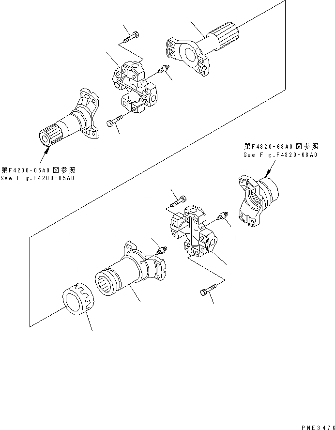 Схема запчастей Komatsu WA500-3 - ВЕДУЩ. ВАЛ (ПЕРЕДН. МОСТ¤ ЗАДН.) ГИДРОТРАНСФОРМАТОР И ТРАНСМИССИЯ