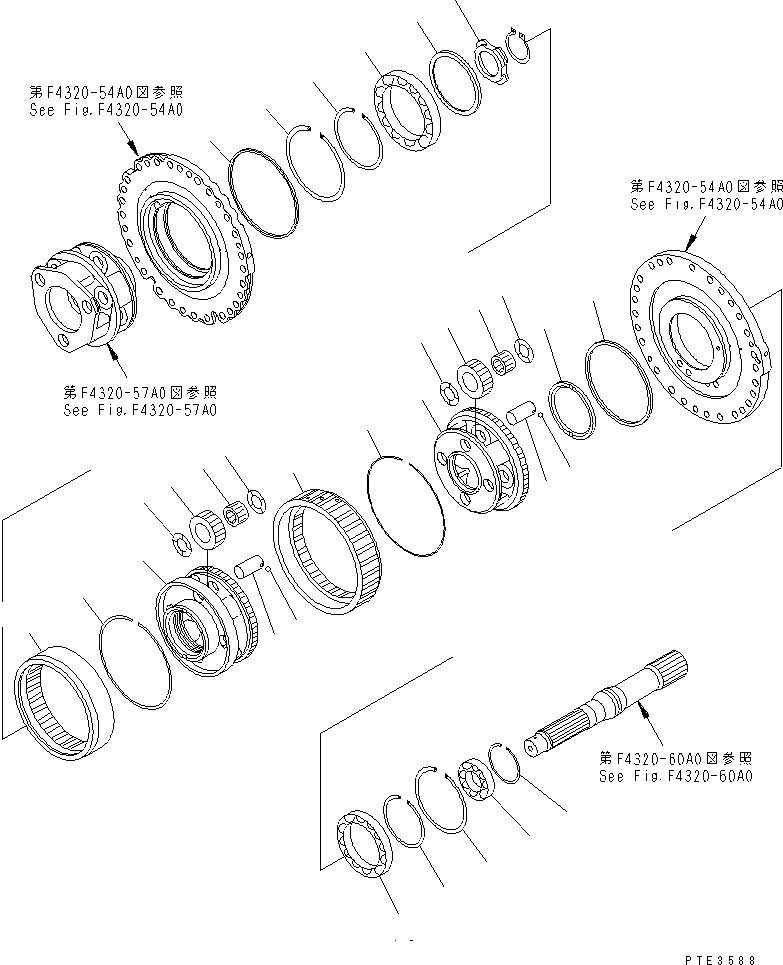 Схема запчастей Komatsu WA500-3 - ТРАНСМИССИЯ (ВПЕРЕД/НАЗАД НЕСУЩИЙ ЭЛЕМЕНТ) ГИДРОТРАНСФОРМАТОР И ТРАНСМИССИЯ
