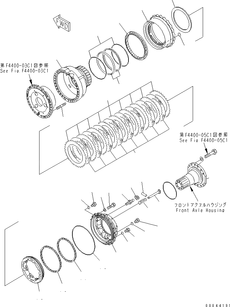 Схема запчастей Komatsu WA500-3 - ПЕРЕДНИЙ МОСТ (КОЛЕСН. ТОРМОЗ) (ЛЕВ.) (С АНТИПРОСКАЛЬЗЫВАЮЩ. ДИФФЕРЕНЦИАЛОМ МОСТА)(№.-) ГИДРОТРАНСФОРМАТОР И ТРАНСМИССИЯ