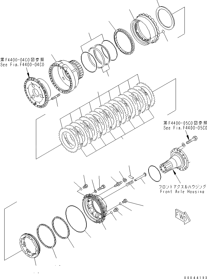 Схема запчастей Komatsu WA500-3 - ПЕРЕДНИЙ МОСТ (КОЛЕСН. ТОРМОЗ) (ПРАВ.)(№.-) ГИДРОТРАНСФОРМАТОР И ТРАНСМИССИЯ