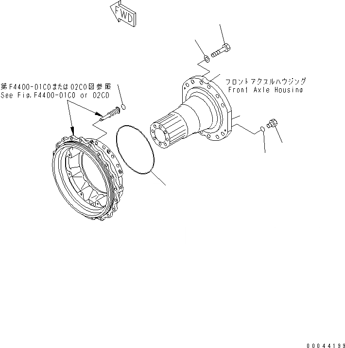 Схема запчастей Komatsu WA500-3 - ПЕРЕДНИЙ МОСТ (КОЛЕСН. ТОРМОЗ ЭЛЕМЕНТЫ КРЕПЛЕНИЯ)(№.-) ГИДРОТРАНСФОРМАТОР И ТРАНСМИССИЯ