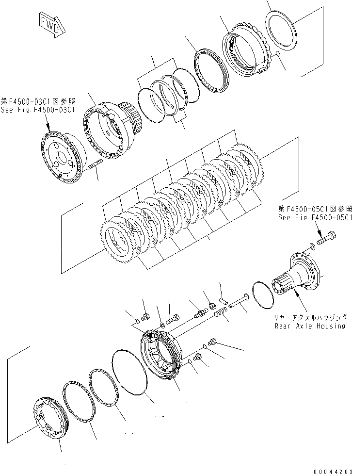 Схема запчастей Komatsu WA500-3 - ЗАДН. МОСТ (КОЛЕСН. ТОРМОЗ) (ПРАВ.) (С АНТИПРОСКАЛЬЗЫВАЮЩ. ДИФФЕРЕНЦИАЛОМ МОСТА)(№.-) ГИДРОТРАНСФОРМАТОР И ТРАНСМИССИЯ