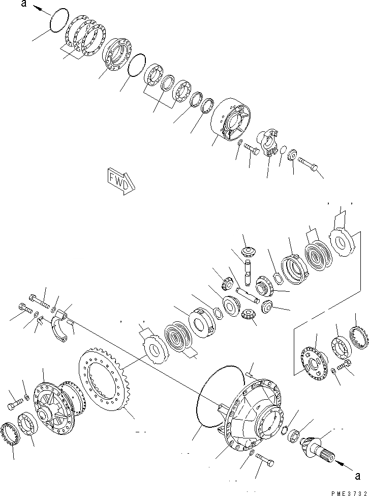 Схема запчастей Komatsu WA500-3 - ЗАДН. МОСТ (ДИФФЕРЕНЦ. И ЭЛЕМЕНТЫ КРЕПЛЕНИЯ) (С АНТИПРОСКАЛЬЗЫВАЮЩ. ДИФФЕРЕНЦИАЛОМ МОСТА)(№.-) ГИДРОТРАНСФОРМАТОР И ТРАНСМИССИЯ