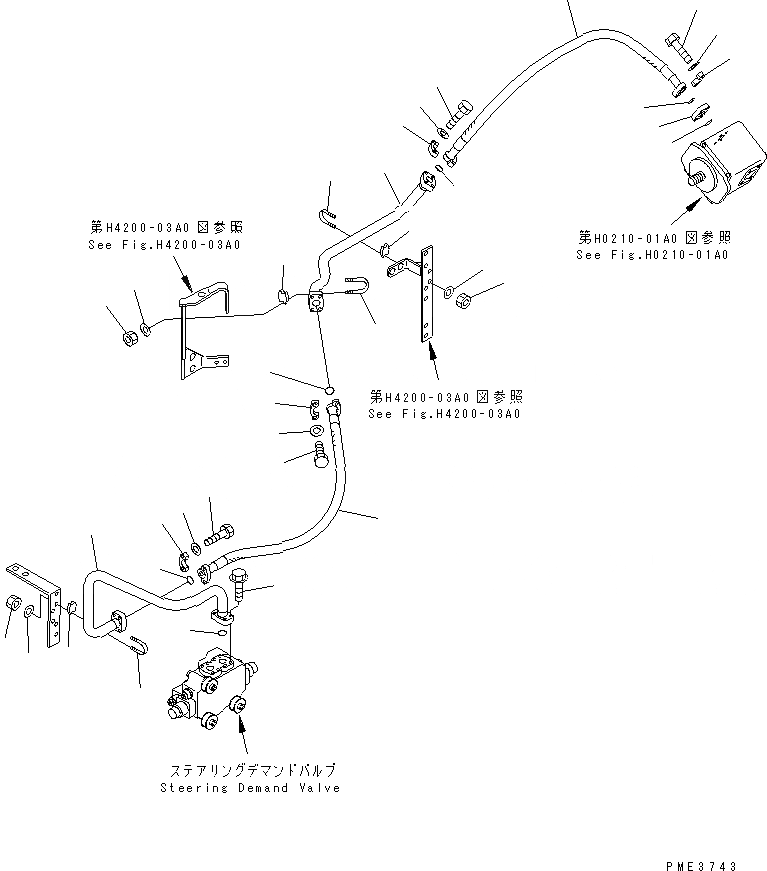 Схема запчастей Komatsu WA500-3 - ГИДРАВЛ ЛИНИЯ (ПЕРЕКЛЮЧАТЕЛЬ НАСОС - РУЛЕВ. УПРАВЛЕНИЕ ЗАПРАШИВАЮЩ. КЛАПАН) ГИДРАВЛИКА