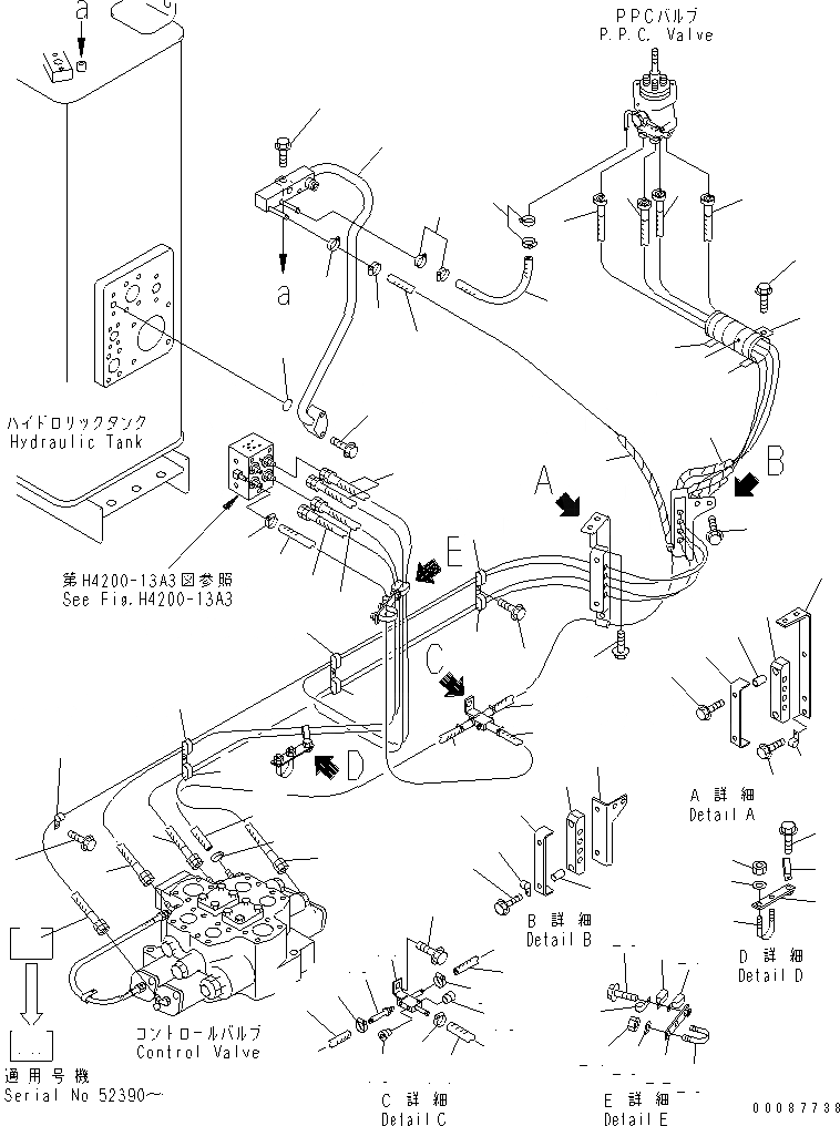 Схема запчастей Komatsu WA500-3 - ГИДРАВЛ ЛИНИЯ (P.P.C. КЛАПАН - УПРАВЛЯЮЩ. КЛАПАН И ВОЗВРАТН. ЛИНИЯ) (ДЛЯ УДАЛЕНН. ПОЗИЦИОНЕР) ГИДРАВЛИКА