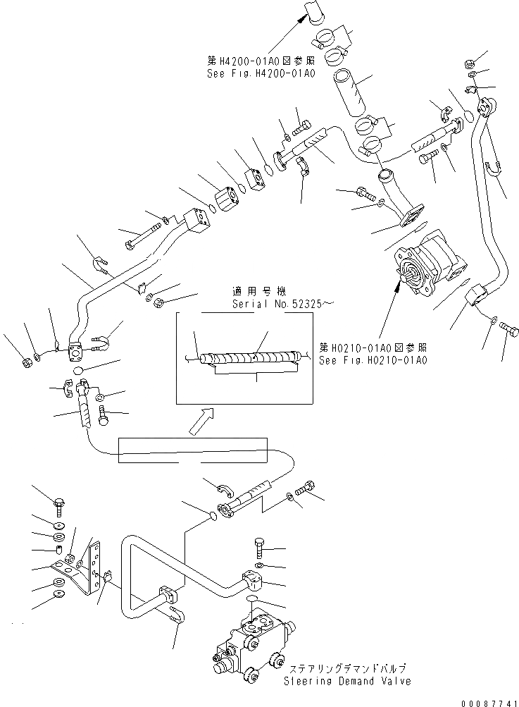 Схема запчастей Komatsu WA500-3 - ГИДРОЛИНИЯ РУЛЕВОГО УПРАВЛЕНИЯ (ВСАСЫВ. И ЛИНИЯ ПОДАЧИ) (С УПРАВЛЕНИЕМ ДЖОЙСТИКОМ) (ДЛЯ EC) ГИДРАВЛИКА