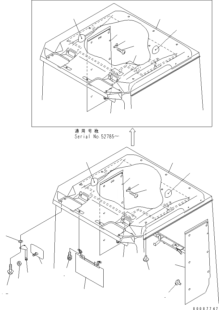 Схема запчастей Komatsu WA500-3 - КАБИНА (/) (КРЫША) (КРОМЕ ЯПОН.)(№-) КАБИНА ОПЕРАТОРА И СИСТЕМА УПРАВЛЕНИЯ