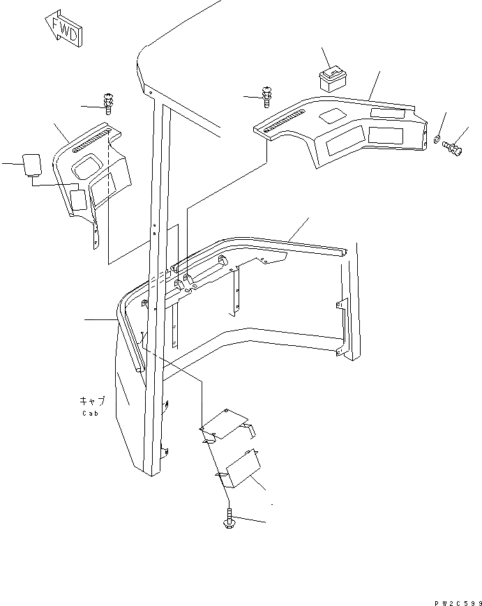 Схема запчастей Komatsu WA500-3 - КАБИНА (ПЕРЕДН. ЧАСТИ ИНТЕРЬЕРА) (КРОМЕ ЯПОН.)(№-) КАБИНА ОПЕРАТОРА И СИСТЕМА УПРАВЛЕНИЯ