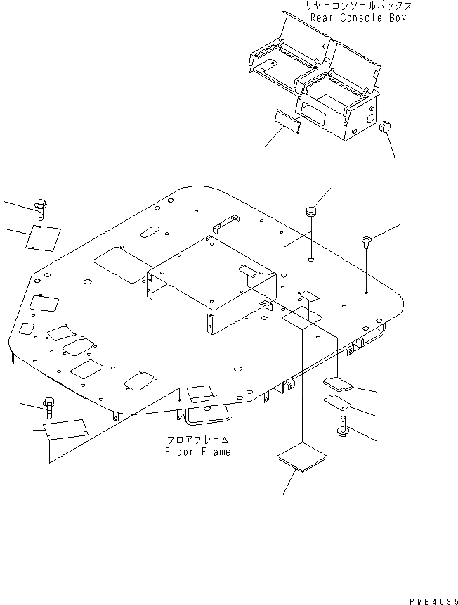 Схема запчастей Komatsu WA500-3 - ПОЛ (БЕЗ КОНДИЦИОНЕРА И БЕЗ ОБОГРЕВАТЕЛЯ) (КРОМЕ ЯПОН.) КАБИНА ОПЕРАТОРА И СИСТЕМА УПРАВЛЕНИЯ