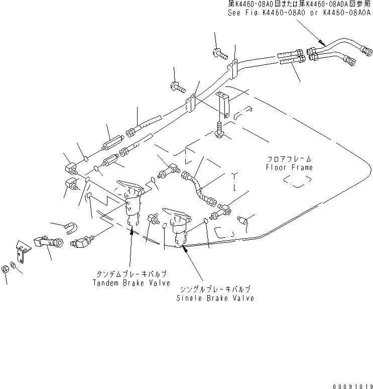 Схема запчастей Komatsu WA500-3 - УПРАВЛ-Е ТОРМОЗОМ (ЛИНИЯ АККУМУЛЯТОР - ТОРМОЗНОЙ КЛАПАН)(№-8) КАБИНА ОПЕРАТОРА И СИСТЕМА УПРАВЛЕНИЯ
