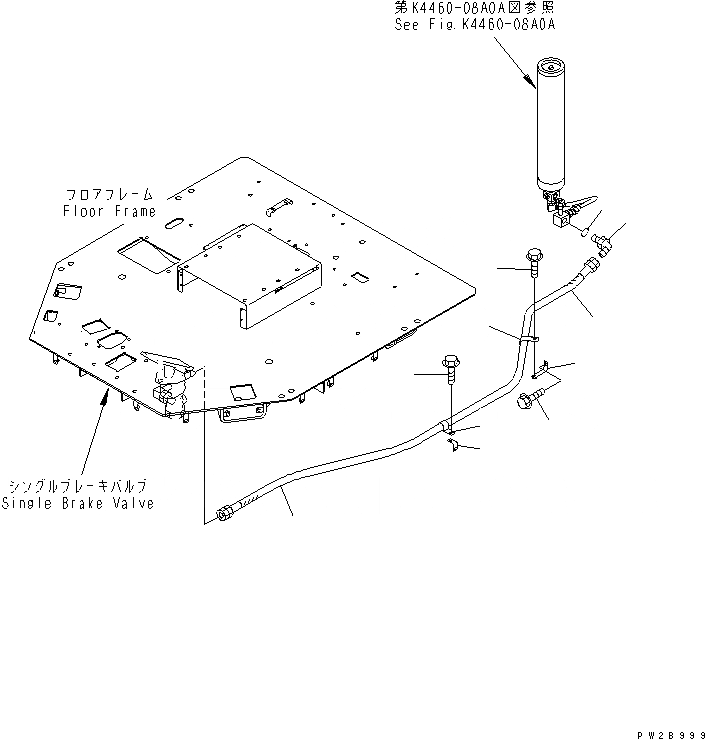 Схема запчастей Komatsu WA500-3 - УПРАВЛ-Е ТОРМОЗОМ (КЛАПАН АККУМУЛЯТОРА - ОДИНОЧН. ТОРМОЗН. КЛАПАН)(№-) КАБИНА ОПЕРАТОРА И СИСТЕМА УПРАВЛЕНИЯ