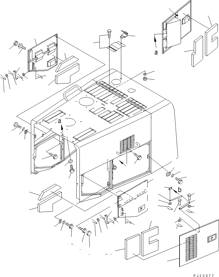Схема запчастей Komatsu WA500-3 - ЗАЩИТА РАДИАТОРА AND КАПОТ (БОКОВ. КРЫШКА ДВИГ.) ЧАСТИ КОРПУСА