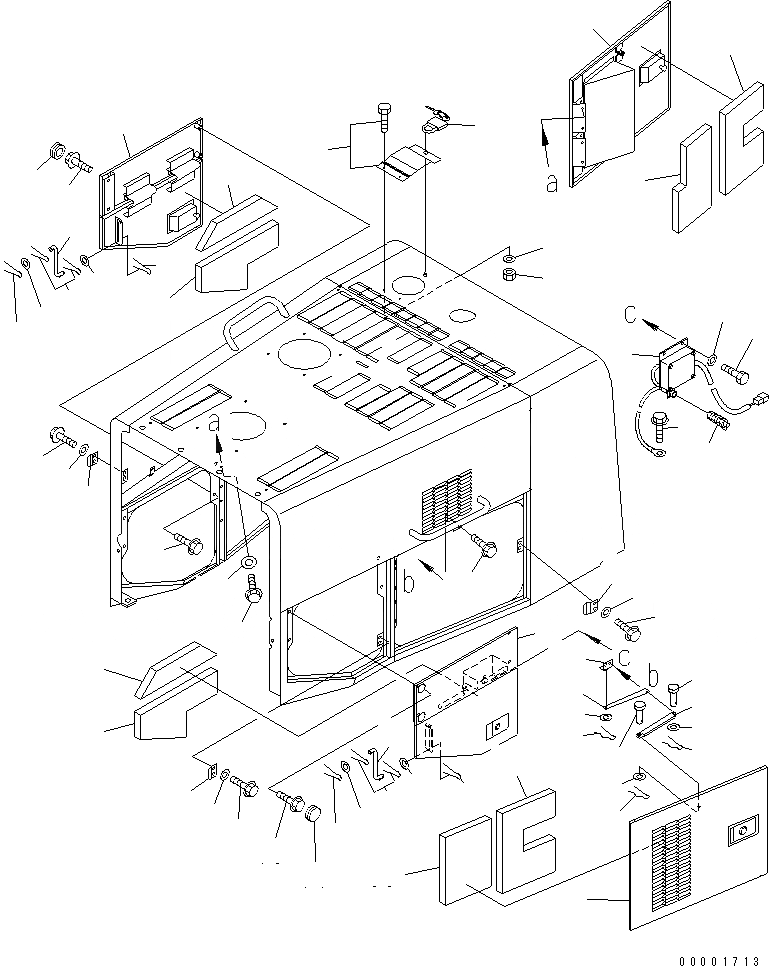 Схема запчастей Komatsu WA500-3 - ЗАЩИТА РАДИАТОРА AND КАПОТ (БОКОВ. КРЫШКА ДВИГ.) (МОРОЗОУСТОЙЧИВ. СПЕЦ-Я СПЕЦ-Я.)(№-) ЧАСТИ КОРПУСА