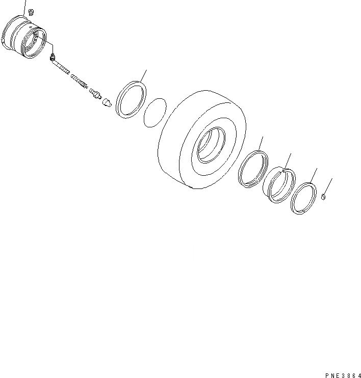 Схема запчастей Komatsu WA500-3 - ЗАПАСНОЙ ОБОД (9.-) ПОДВЕСКА И КОЛЕСА