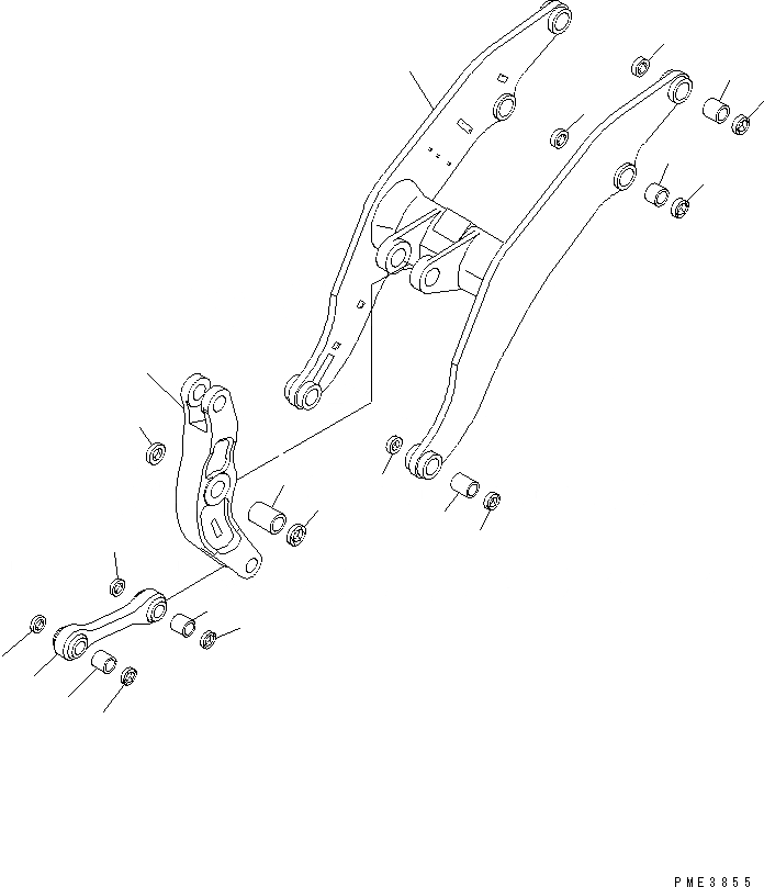 Схема запчастей Komatsu WA500-3 - РУКОЯТЬ И BELL CRANK (С АВТОМАТИЧ. СМАЗКОЙ) РАБОЧЕЕ ОБОРУДОВАНИЕ