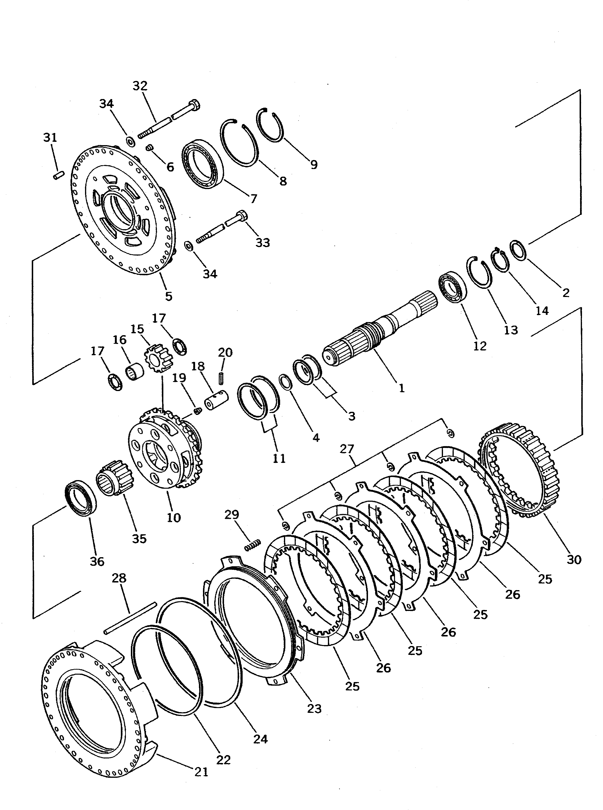 Схема запчастей Komatsu WA500-1 - РЕВЕРС МУФТА ГИДРОТРАНСФОРМАТОР И ТРАНСМИССИЯ