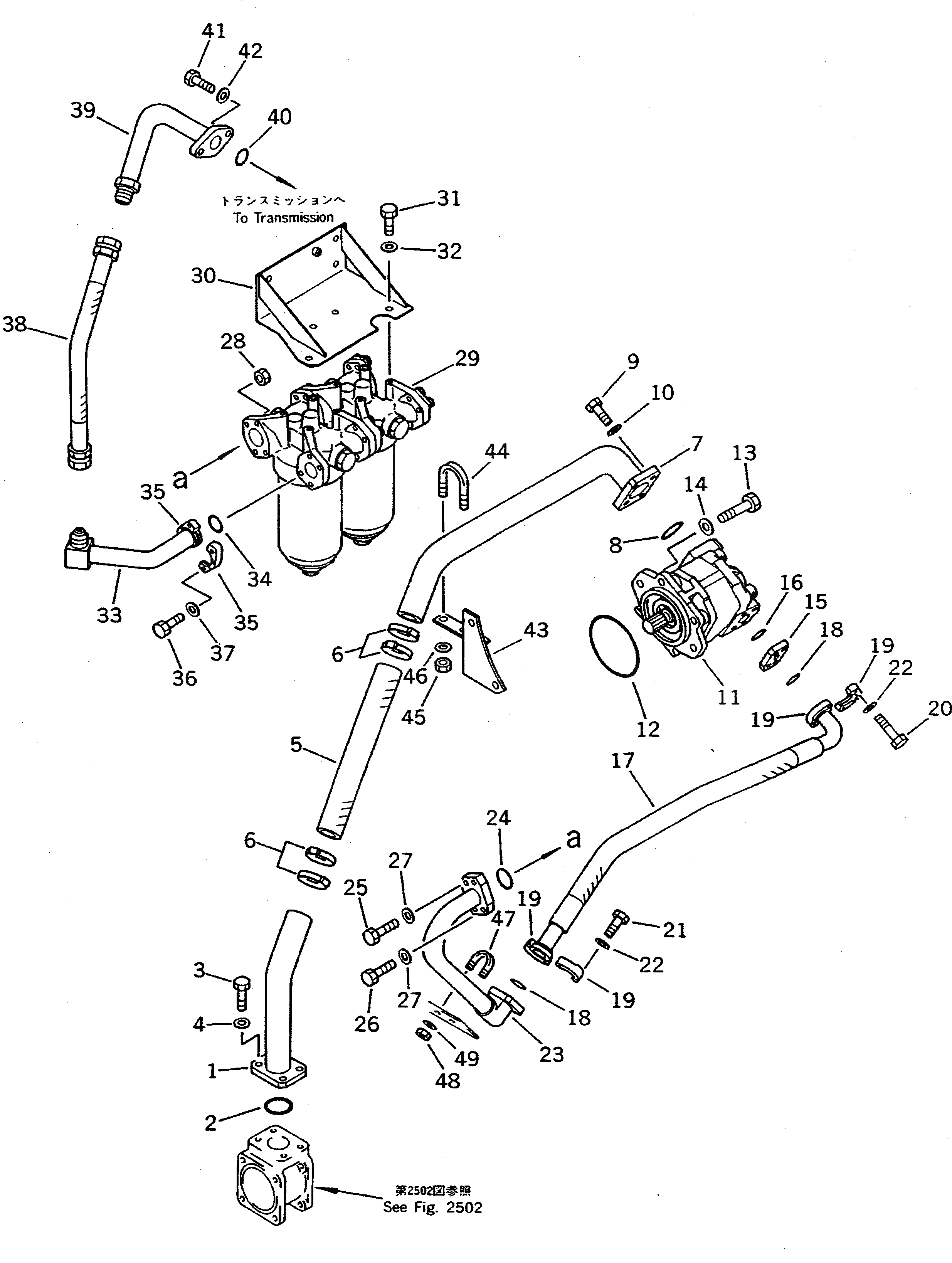 Схема запчастей Komatsu WA500-1 - СИСТЕМА ТРУБ ТРАНСМИССИИ (/)(№-9999) ГИДРОТРАНСФОРМАТОР И ТРАНСМИССИЯ