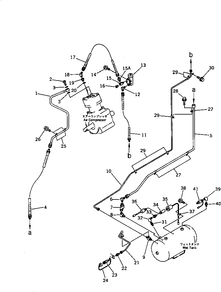 Схема запчастей Komatsu WA500-1 - ВОЗДУХОВОД (КОМПРЕССОР - WET БАК)(№-) ВЕДУЩ. ВАЛ¤ ДИФФЕРЕНЦ. И КОЛЕСА