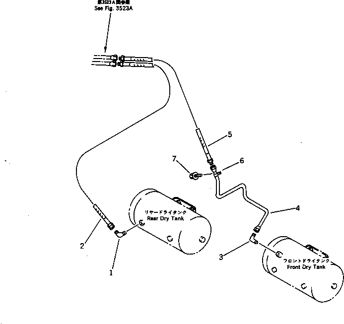Схема запчастей Komatsu WA500-1 - ВОЗДУХОВОД (СУХ. БАК - КЛАПАН ПЕДАЛИ) (/)(№-) ВЕДУЩ. ВАЛ¤ ДИФФЕРЕНЦ. И КОЛЕСА