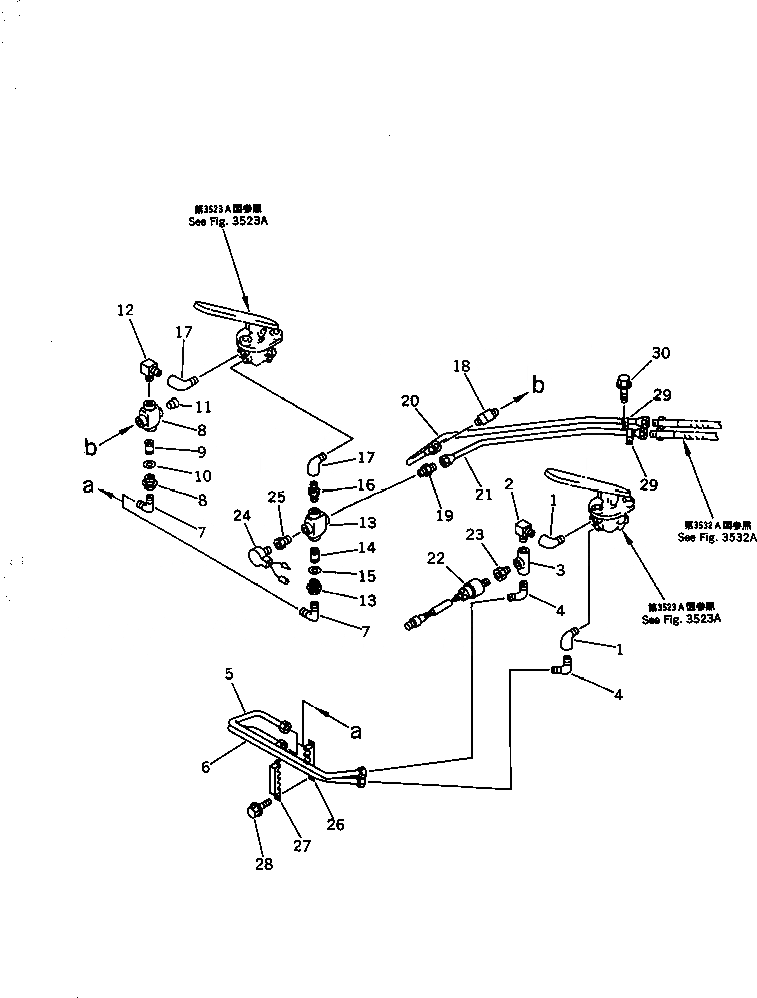 Схема запчастей Komatsu WA500-1 - ВОЗДУХОВОД (КЛАПАН ПЕДАЛИ - ТОРМОЗ. КАМЕРА) (/)(№-) ВЕДУЩ. ВАЛ¤ ДИФФЕРЕНЦ. И КОЛЕСА