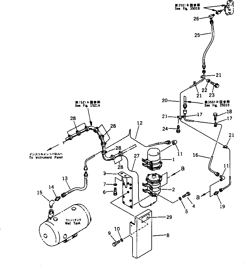 Схема запчастей Komatsu WA500-1 - ВОЗД. ВЛАГООТДЕЛИТЕЛЬ ТРУБЫ(№-) ВЕДУЩ. ВАЛ¤ ДИФФЕРЕНЦ. И КОЛЕСА