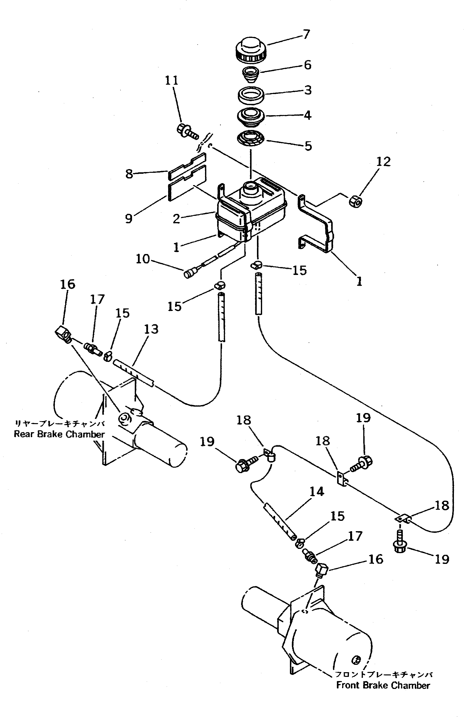 Схема запчастей Komatsu WA500-1 - ТОРМОЗ. МАСЛОПРОВОДЯЩАЯ ЛИНИЯ (ТОРМОЗ. МАСЛ. БАК - ТОРМОЗ. КАМЕРА)(№-) ВЕДУЩ. ВАЛ¤ ДИФФЕРЕНЦ. И КОЛЕСА