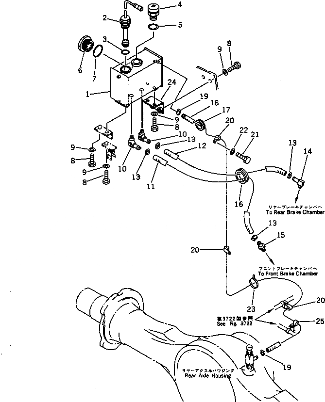 Схема запчастей Komatsu WA500-1 - ТОРМОЗ. МАСЛОПРОВОДЯЩАЯ ЛИНИЯ (ТОРМОЗ. МАСЛ. БАК - ТОРМОЗ. КАМЕРА) (СПЕЦ-Я TBG)(№9-) ВЕДУЩ. ВАЛ¤ ДИФФЕРЕНЦ. И КОЛЕСА