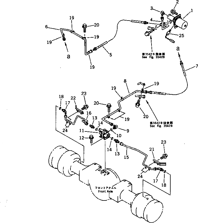 Схема запчастей Komatsu WA500-1 - ТОРМОЗ. МАСЛОПРОВОДЯЩАЯ ЛИНИЯ (ПЕРЕДН ТОРМОЗН. ГИДРОЛИНИЯ) (СПЕЦ-Я TBG)(№-) ВЕДУЩ. ВАЛ¤ ДИФФЕРЕНЦ. И КОЛЕСА