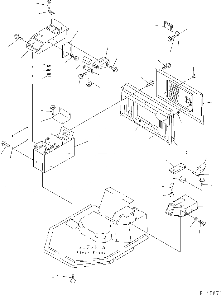 Схема запчастей Komatsu WA500-1 - КОНСОЛЬН. БЛОК (С КАБИНОЙ) (С КОНДИЦИОНЕРОМ)(№-) РАМА И ЧАСТИ КОРПУСА