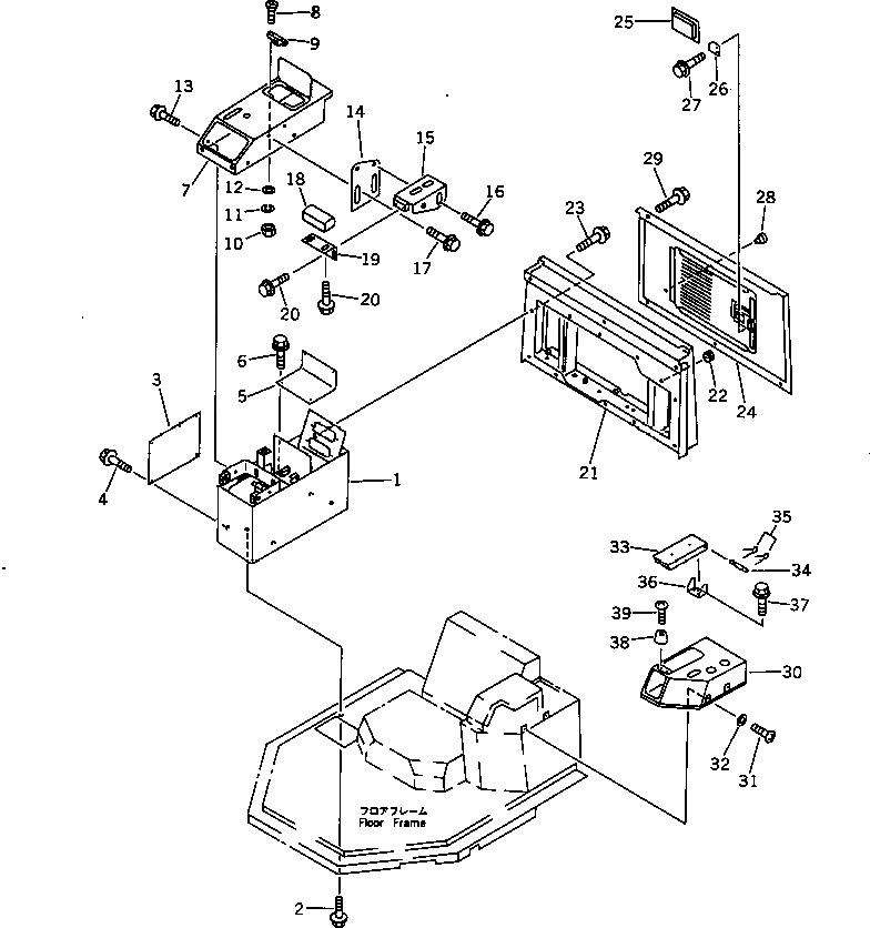 Схема запчастей Komatsu WA500-1 - КОНСОЛЬН. БЛОК (С КАБИНОЙ) (С КОНДИЦИОНЕРОМ) (СПЕЦ-Я TBG)(№-) РАМА И ЧАСТИ КОРПУСА