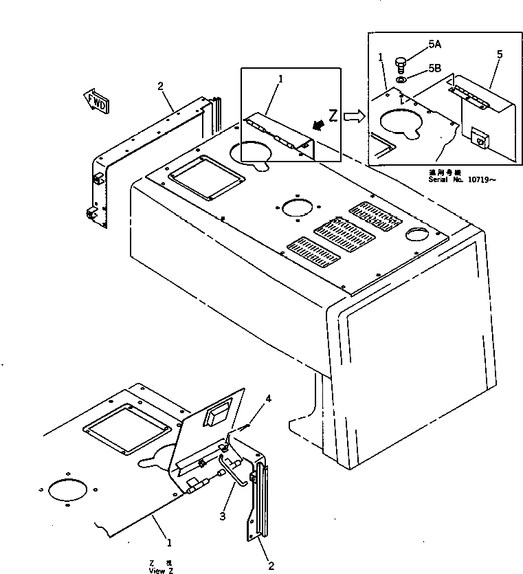 Схема запчастей Komatsu WA500-1 - КАПОТ (ДЛЯ ЗАПЫЛЕНН. РАЙОНОВ) (СПЕЦ-Я TBG)(№-9999) РАМА И ЧАСТИ КОРПУСА