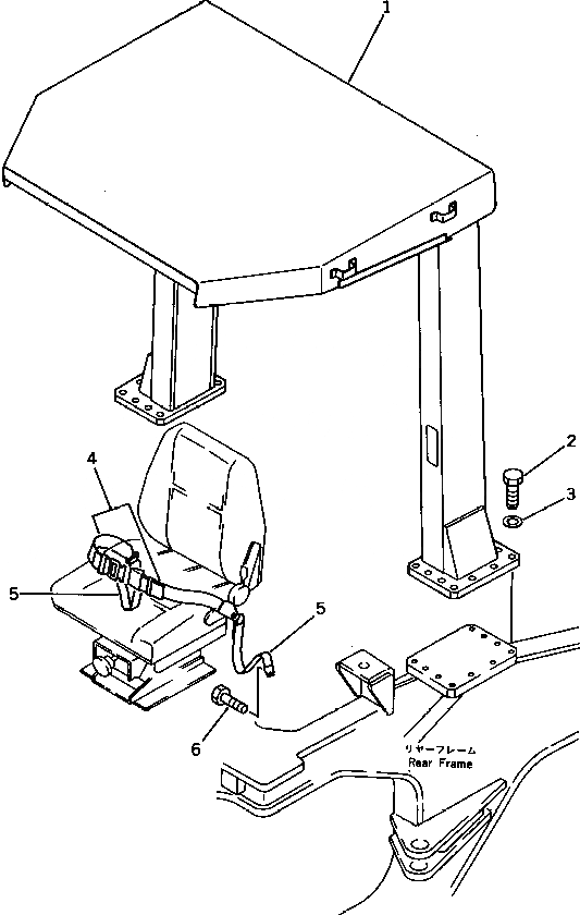 Схема запчастей Komatsu WA500-1 - СИСТЕМА ROPS РАМА И ЧАСТИ КОРПУСА