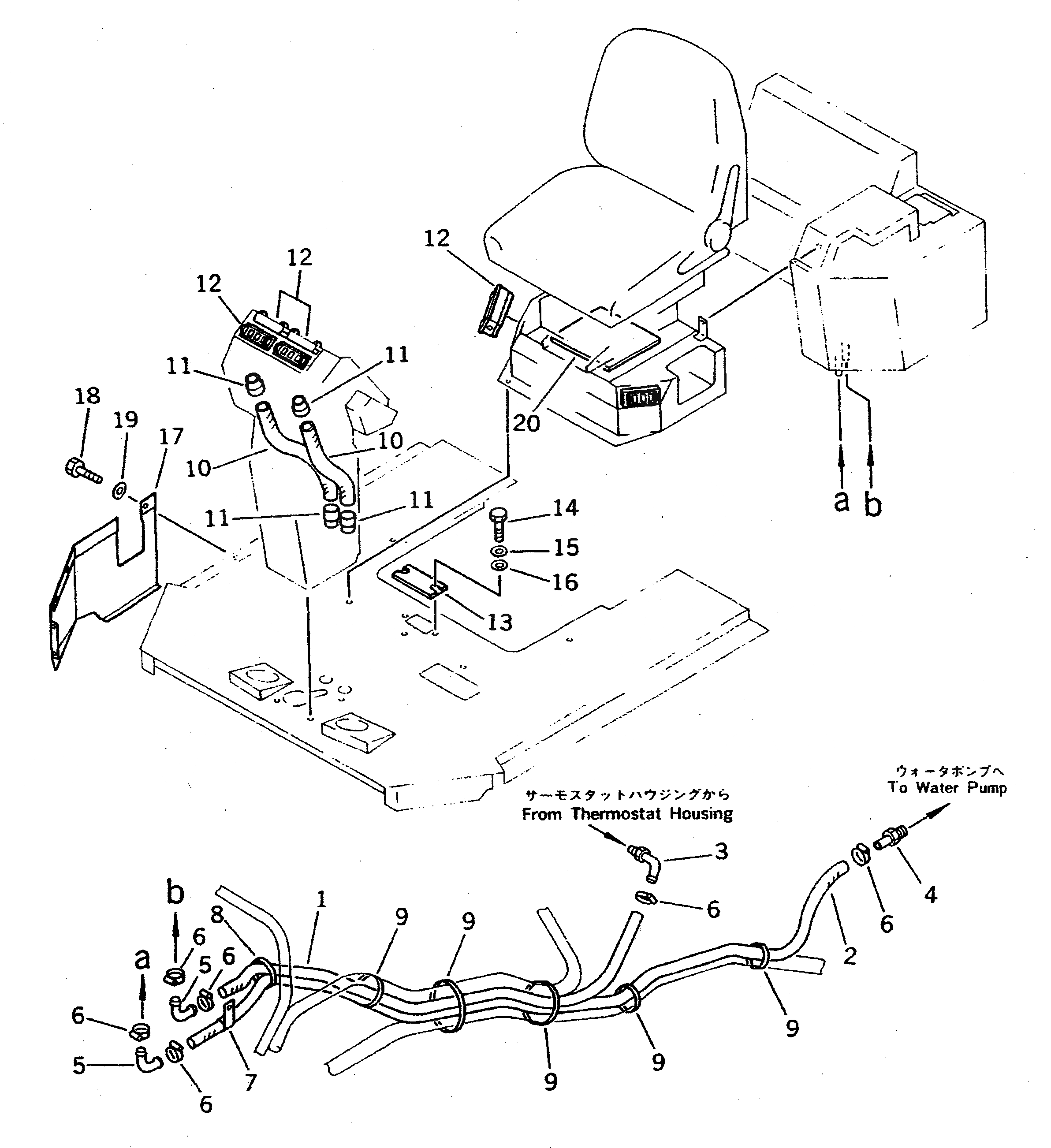 Схема запчастей Komatsu WA500-1 - КОНДИЦ. ВОЗДУХА (/) (DENSO)(№-9999) РАМА И ЧАСТИ КОРПУСА