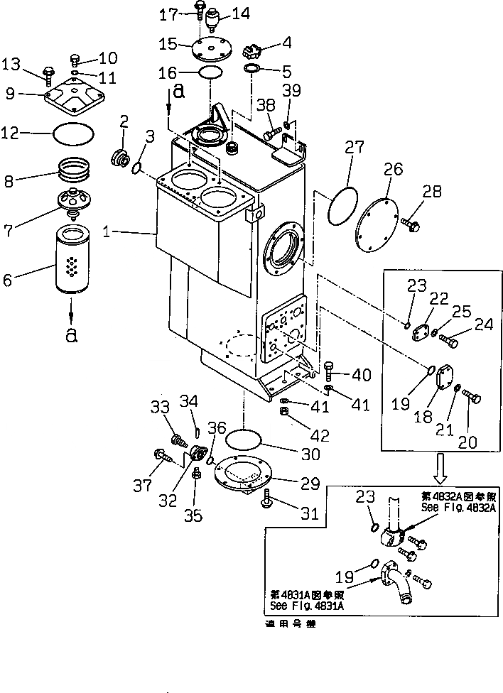 Схема запчастей Komatsu WA500-1 - ГИДР. БАК. (СПЕЦ-Я TBG)(№-) УПРАВЛ-Е РАБОЧИМ ОБОРУДОВАНИЕМ