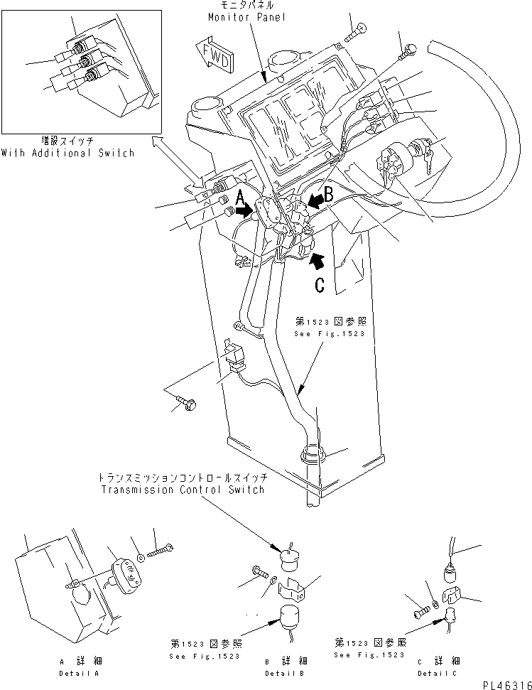 Схема запчастей Komatsu WA500-1 - ПАНЕЛЬ ПРИБОРОВ (УСИЛ. СПЕЦ-Я.)(№-) КОМПОНЕНТЫ ДВИГАТЕЛЯ И ЭЛЕКТРИКА